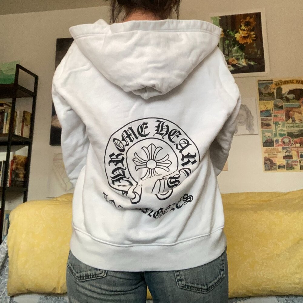 FAKE Vintage White Chrome Hearts Hooded Zip Up Jacket